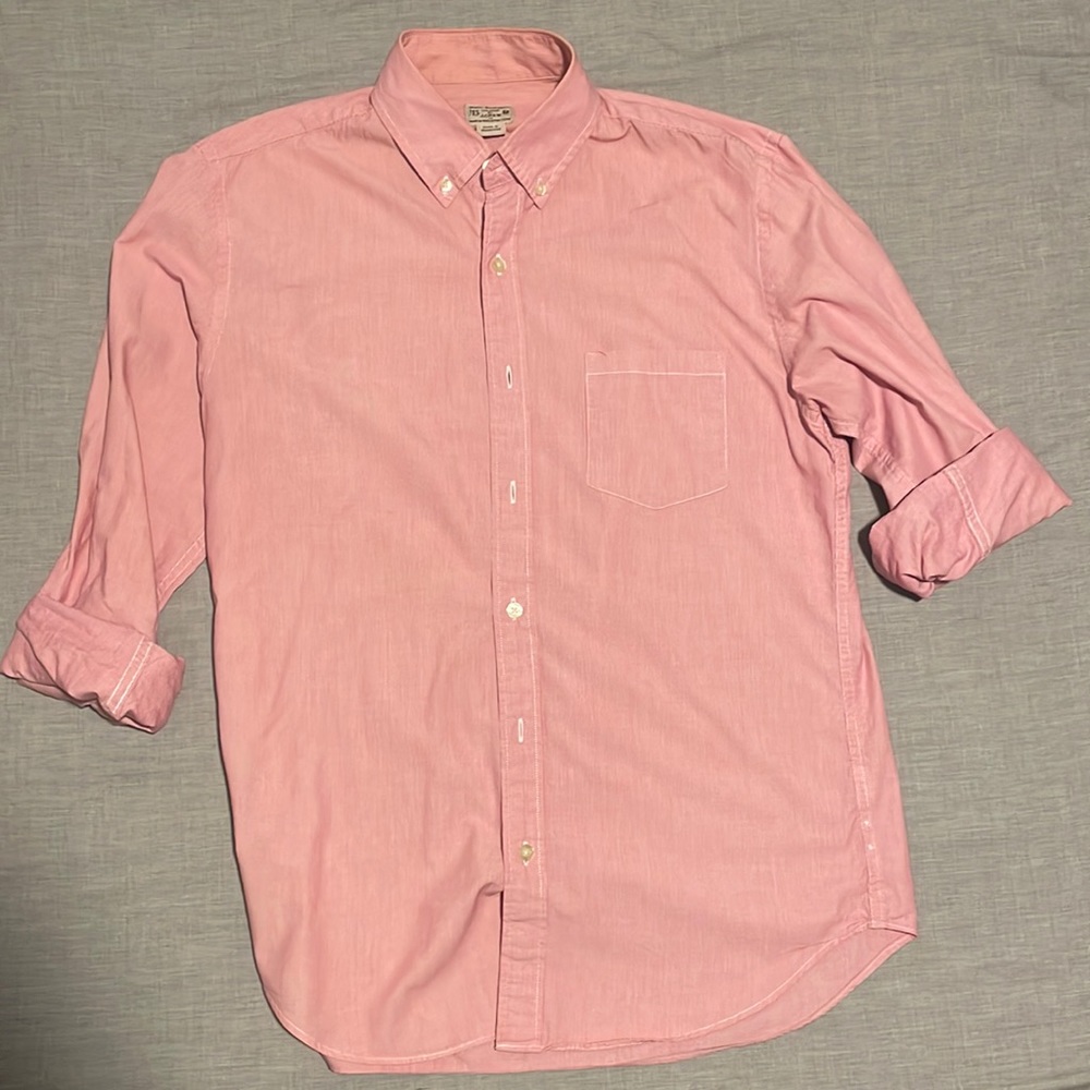 J Crew Factory Red Small Stripe Long Sleeve Shirt